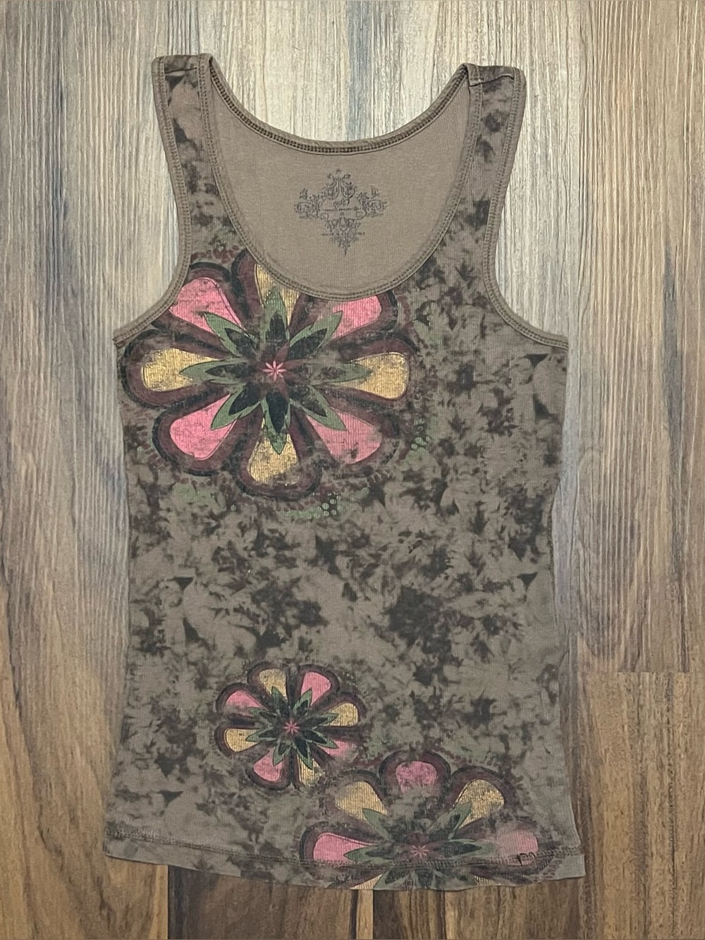 Vintage Y2k So Wear it Declare it brown tie dye tank top